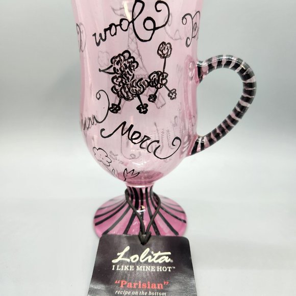 Lolita - Coffee Mug Glass - Parisian - Hand Painted - 9 oz - New in Box - Picture 2 of 4